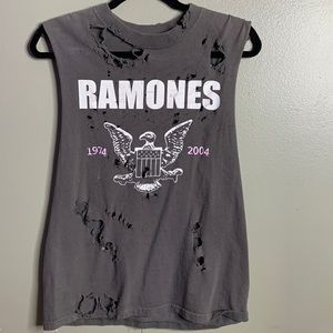 Distressed Ramones muscle tee